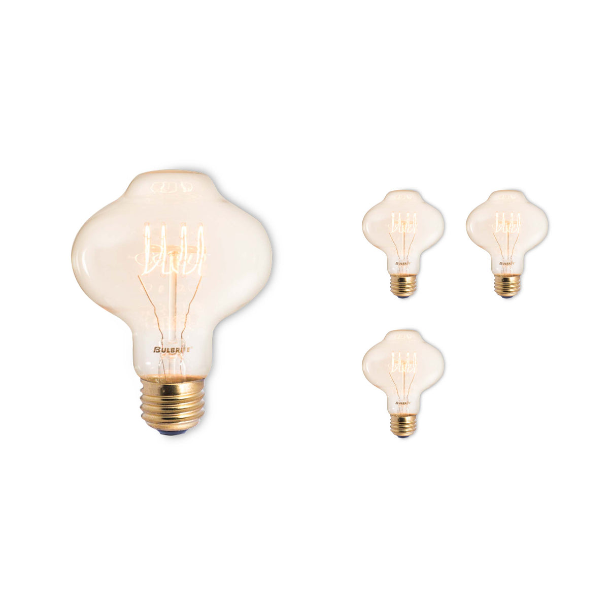 Bulbrite Nostalgic Collection Pack of (4) Dimmable 40 Watt BT27 Incandescent Light Bulbs with Antique Glass Finish and Medum (E26) Screw Base, 2200K (Amber Light)