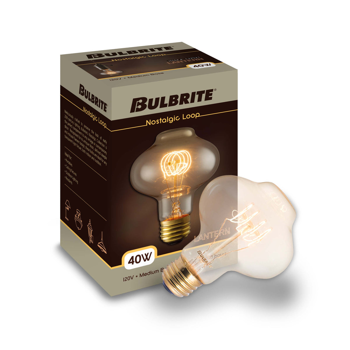Bulbrite Nostalgic Collection Dimmable 40W BT27 Incandescent Light Bulbs with Antique Glass Finish and Medum (E26) Screw Base, 2200K Amber Light, 4-Pack