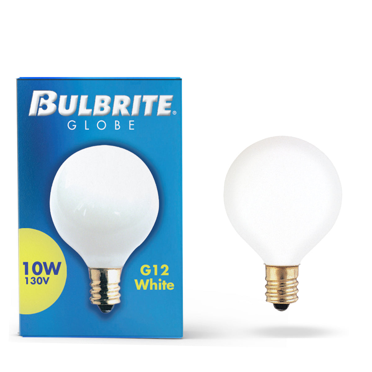 Bulbrite Incandescent 10W G12 Light Bulb with a White Finish and E12 Candelabra Base, 2700K Warm White Light, 25-Pack