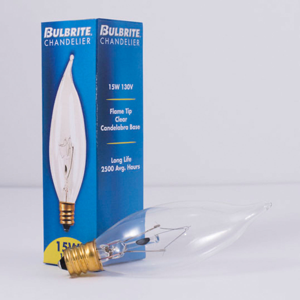 Bulbrite Incandescent CA8 Candelabra Screw Base (E12) Light Bulb, 15W, Clear, 50-Pack