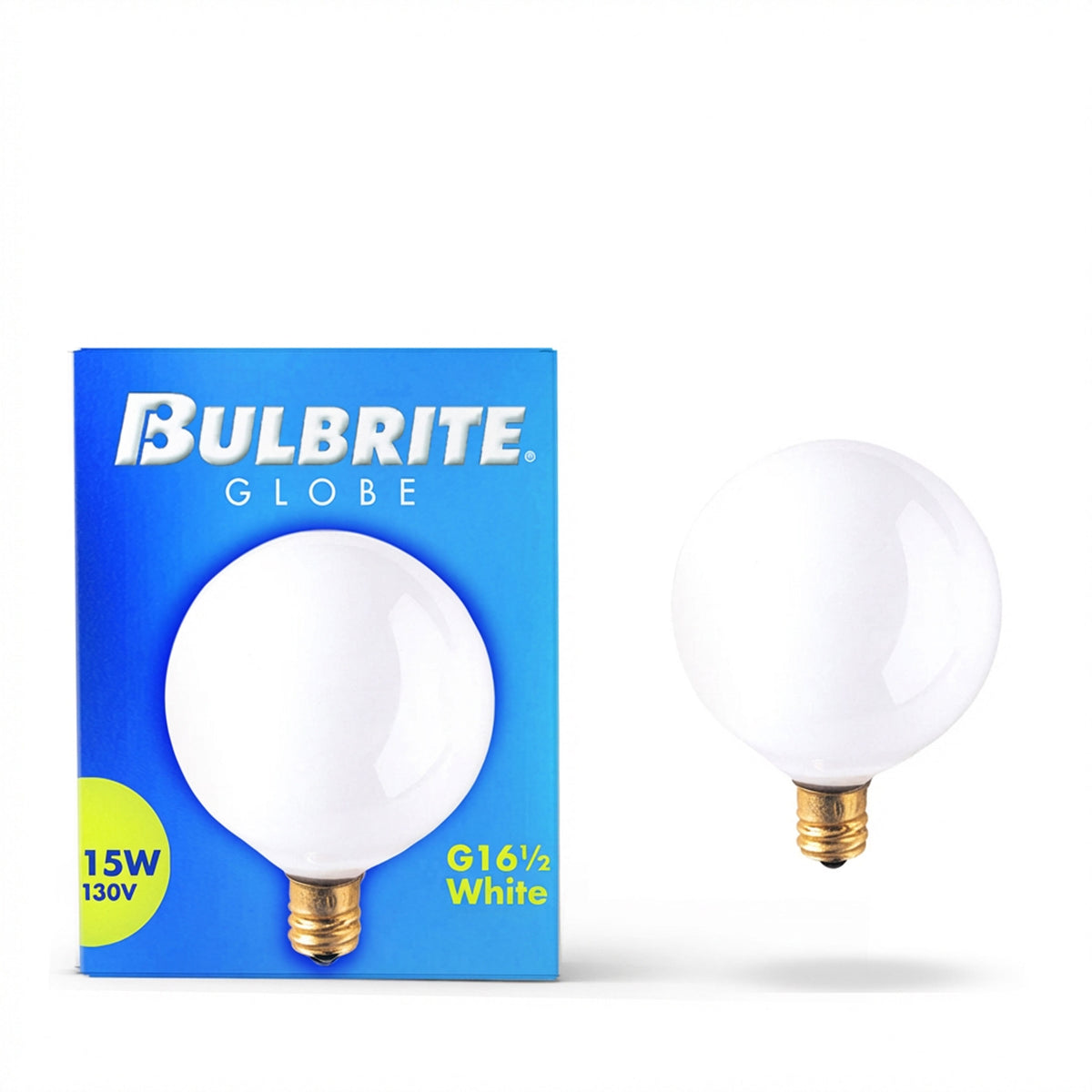 Bulbrite Incandescent 15W G16.5 Light Bulbs with a White Finish and E12 Candelabra Base, 2700K Warm White Light, 25-Pack