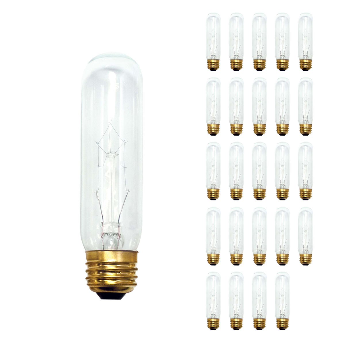 60W T10 TUBULAR CLEAR E26 130V-25PK