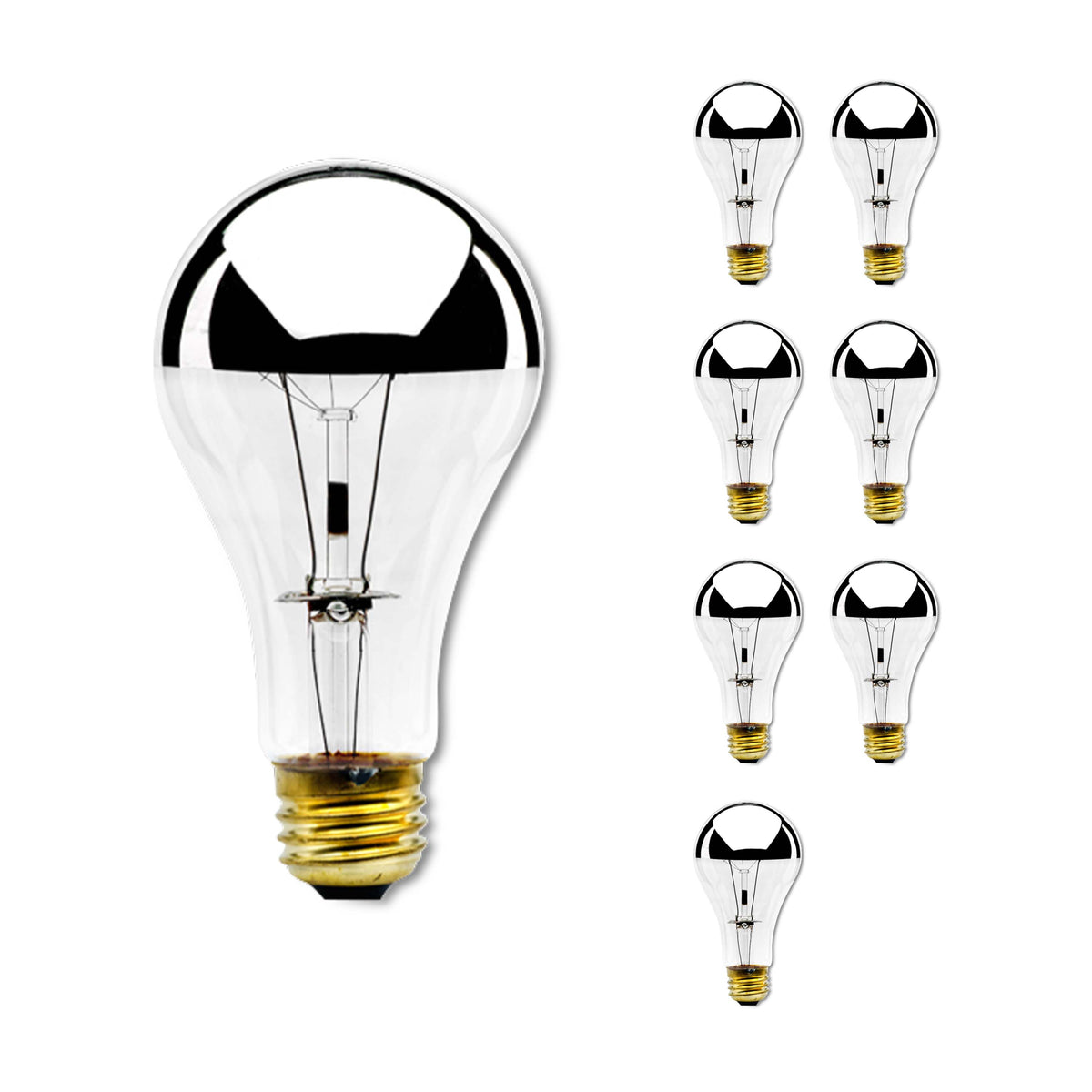 Bulbrite Pack of (8) 100 Watt Dimmable Half Chrome A21 Medium (E26) Incandescent Bulb