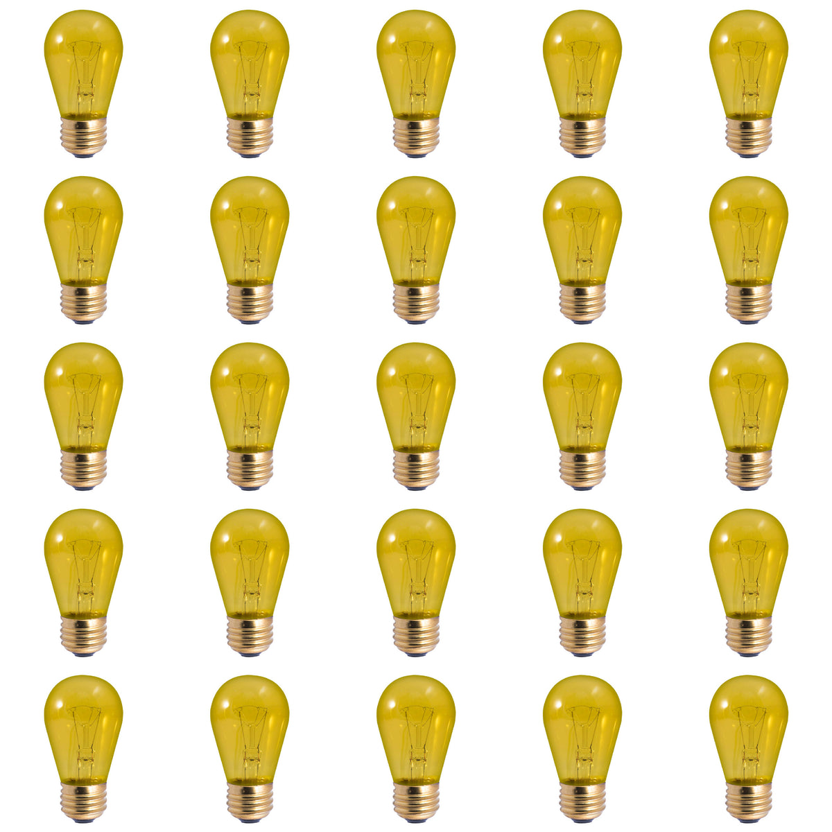 11W S14 SIGN TRANSPARENT YELLOW E26 130V-25PK