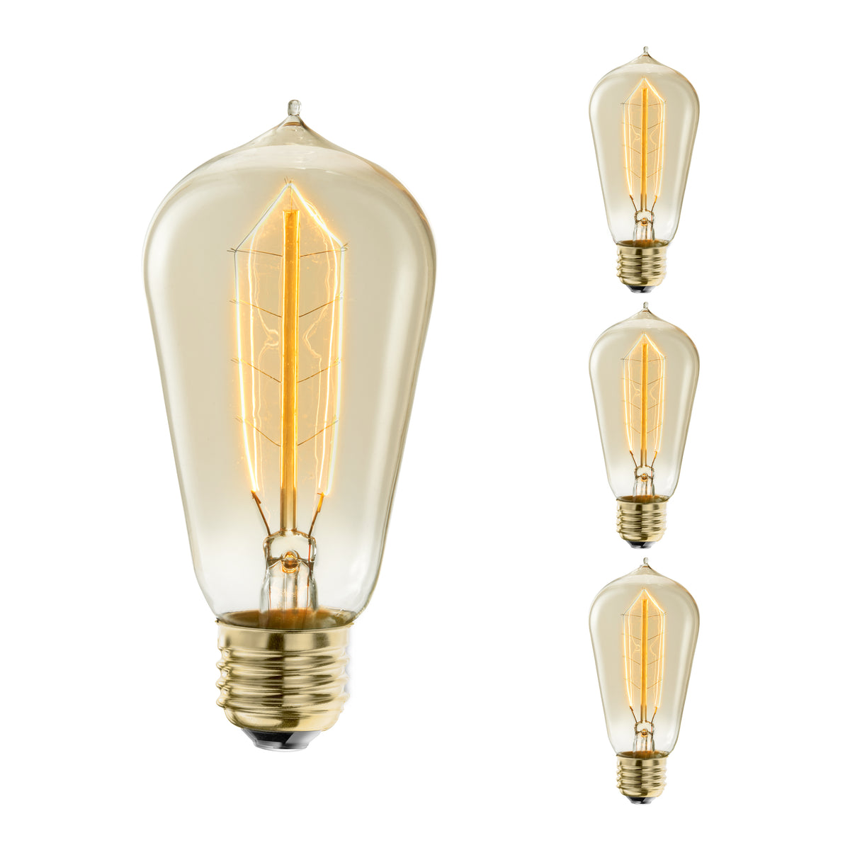 Bulbrite Pack of (4) 40 Watt Dimmable Antique ST18 Nostalgic Hairpin Incandescent Light Bulbs with Medium (E26) Base, 2200K Amber Light