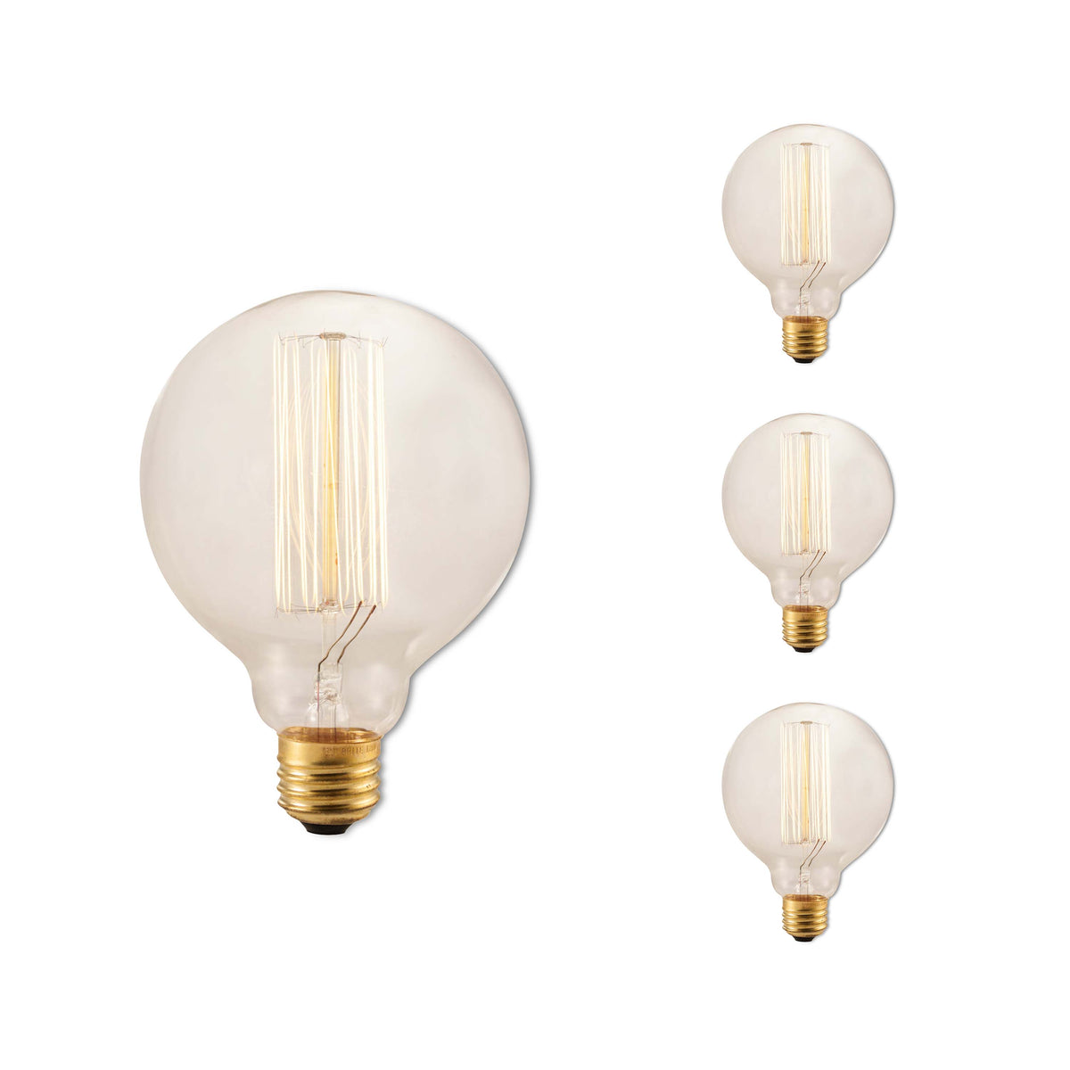 Bulbrite Nostalgic Collection Pack of (4) Dimmable 40 Watt G30 Incandescent Light Bulbs with Antique Glass Finish and Medium (E26) Screw Base, 2200K (Amber Light)