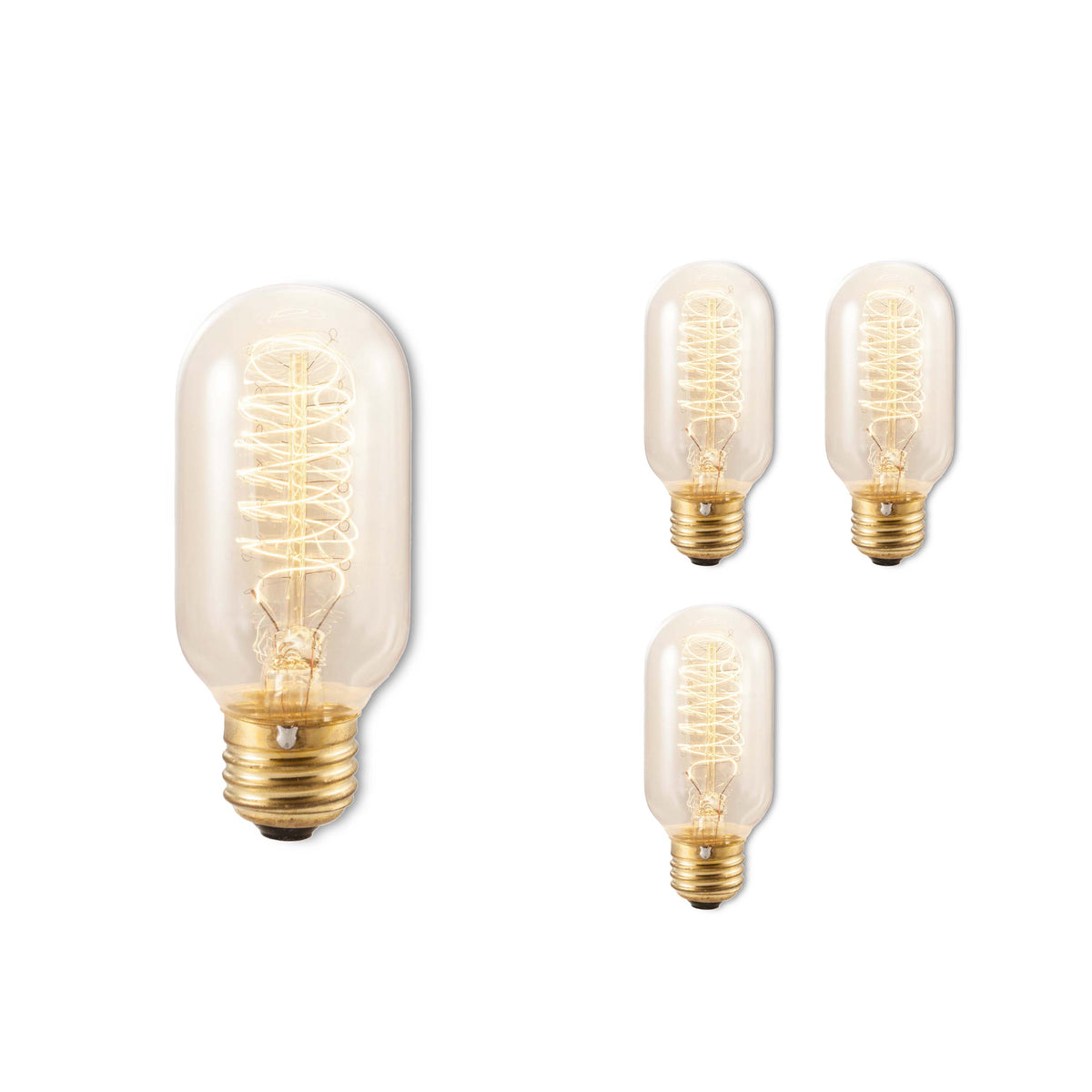 Bulbrite Pack of (4) Incandescent 40-Watt Nostalgic Edison T14 Tubular Light Bulb, Vintage Spiral Filament