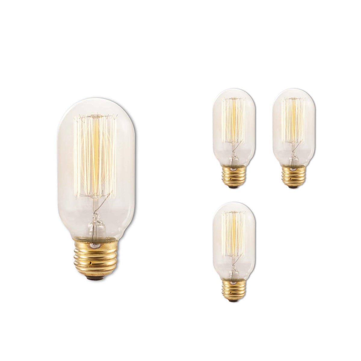 Bulbrite (Pack of 4) Incandescent T14 Medium Screw Base (E26) Light Bulb, 40 Watt, Antique Glass