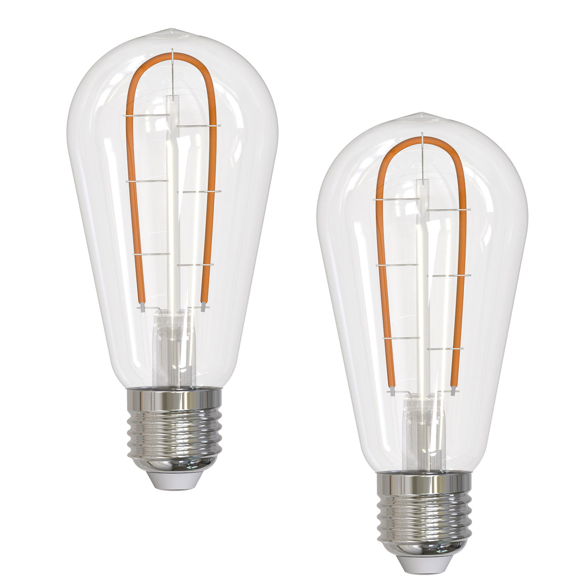 Bulbrite Curved LED Filament 4 Watt Dimmable Nostalgic Hairpin Filament ST18 Light Bulbs with Standard (E26) Base, Pack of 2