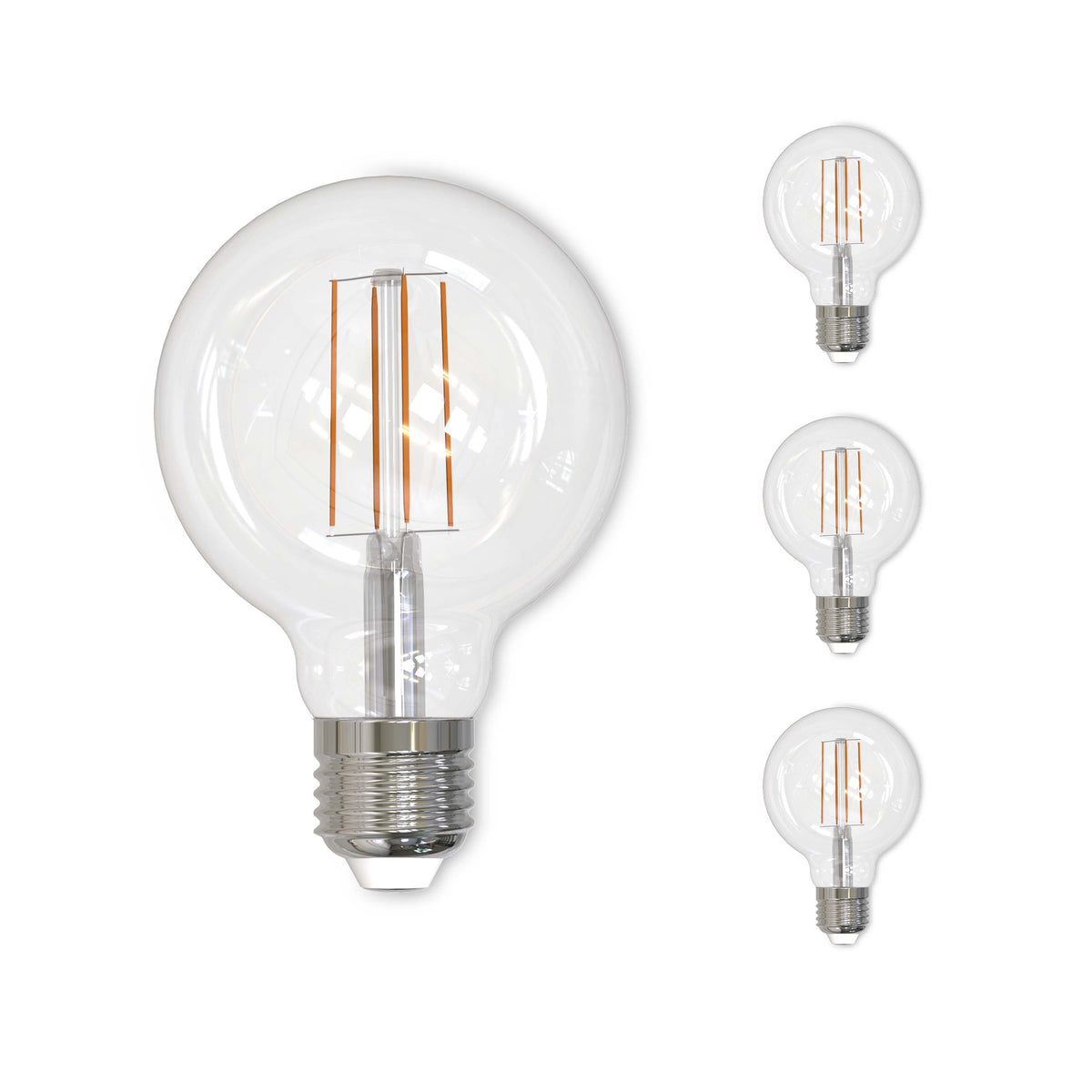 Bulbrite Pack of (4) 8.5 Watt Dimmable Clear Filament G25 Medium (E26) LED Bulb - 800 Lumens, 2700K, and 90 CRI