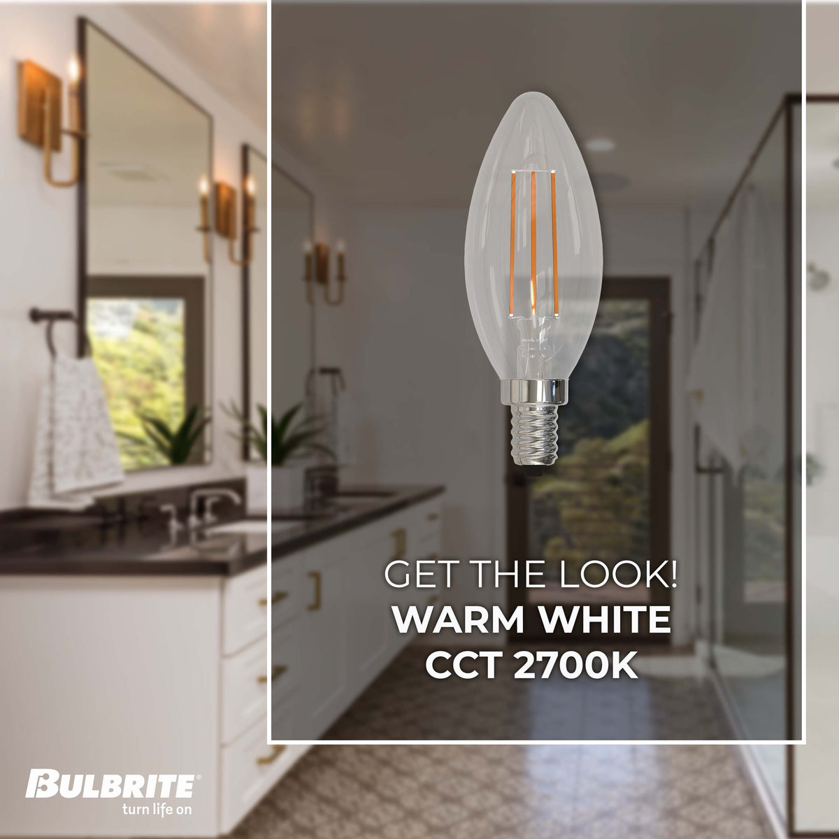 Bulbrite LED 2.5W Dimmable B11 Light Bulb with a Clear Finish and a Candelabra Screw E12 – 2700K Warm White Light 250 lumens, 6-Pack