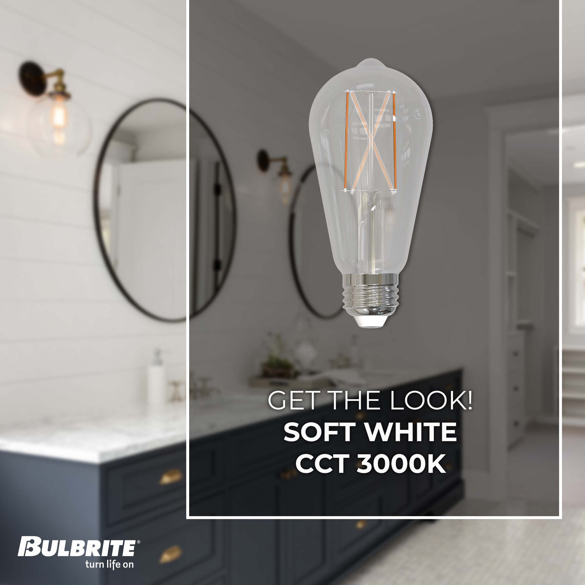 Bulbrite LED 8.5W Dimmable ST18 Light Bulb with a Clear Finish and a Medium Screw E26 – 3000K Soft White Light 850 lumens, 4-Pack