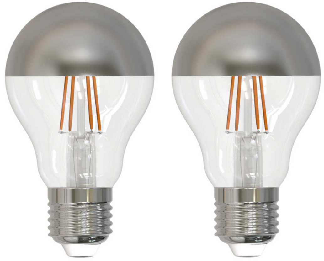 Bulbrite LED Filament Pack of (2) Dimmable 4.5 Watt Half Chrome A19 Light Bulbs with Medium (E26) Screw Base, 2700K (Warm White Light)