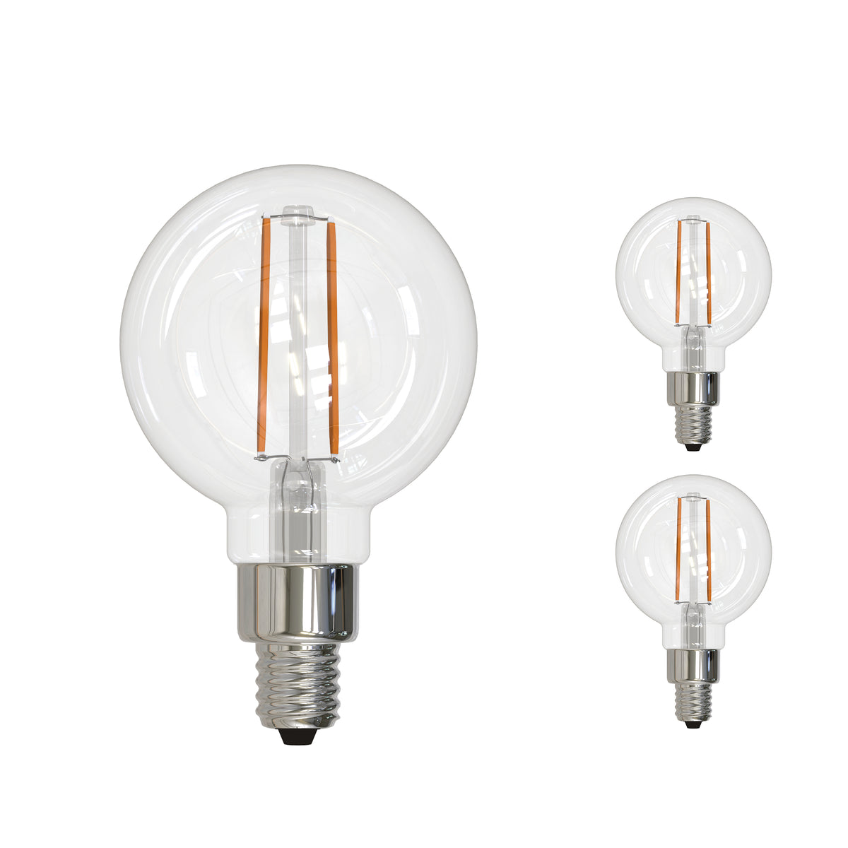 Bulbrite Pack of (3) 4.5 Watt Dimmable Clear Filament G16 Candelabra (E12) LED Bulb - 350 Lumens, 2700K, and 80 CRI