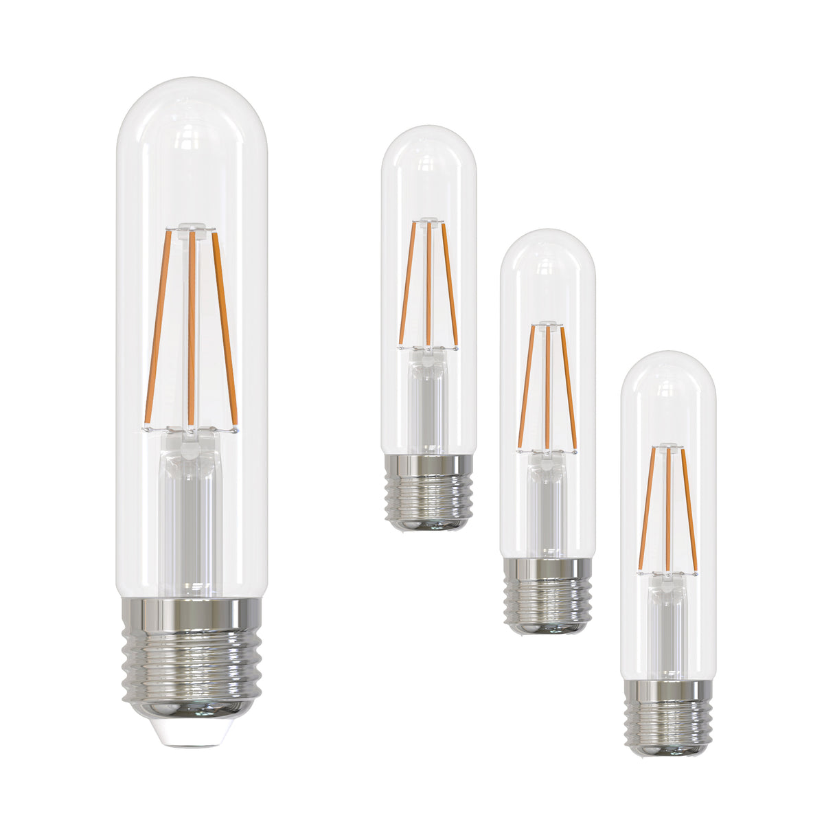 Bulbrite LED Filament Pack of (4) 3 Watt Dimmable T9 5" Light Bulb with a Clear Finish and Medium Screw (E26) Base - 2700K (Warm White Light), 250 Lumens