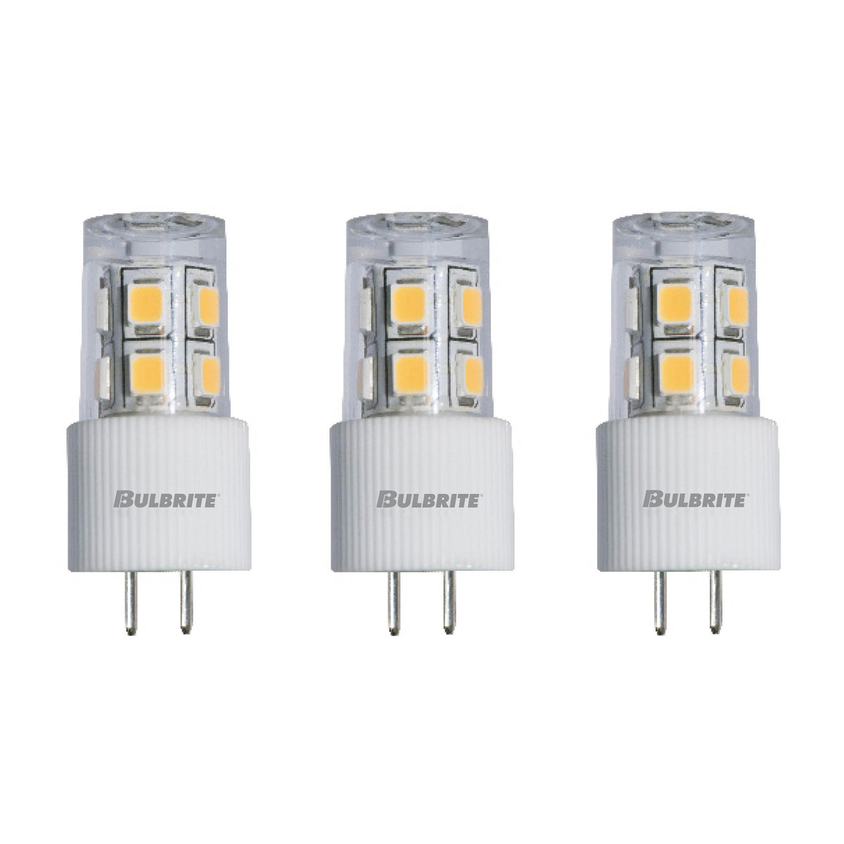 Bulbrite LED Pack of (3) 12-Volt JC Specialty Mini Bulbs with G4 (Bi-Pin) Base, 2 Watt, 3000K (Soft White Light)