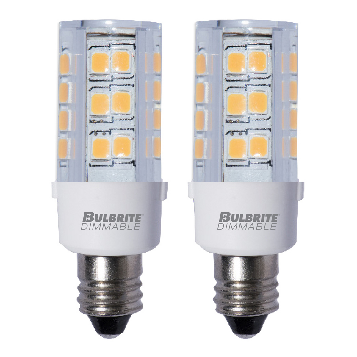 Bulbrite 4.5 Watt T6 Mini LED Light Bulb, Line Voltage Dimmable Candelabra Screw Base (E12) Soft White Light Bulb (Pack of 2)