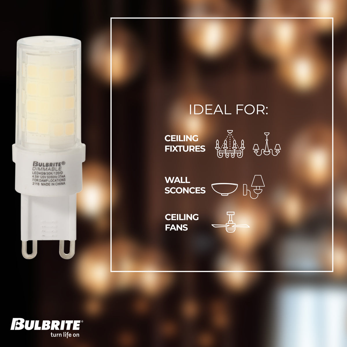 Bulbrite LED 4.5W Dimmable T6 Light Bulb with a Frost Finish and a Bi – Pin G9 – 2700K Warm White Light 400 lumens, 3-Pack