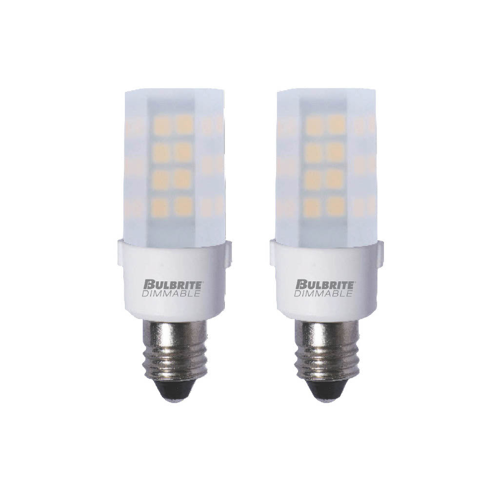 Bulbrite Pack of (2) 4.5 Watt Dimmable Frost Mini T4 Mini-Candelabra (E11) LED Bulb - 340 Lumens, 2700K, and 80 CRI