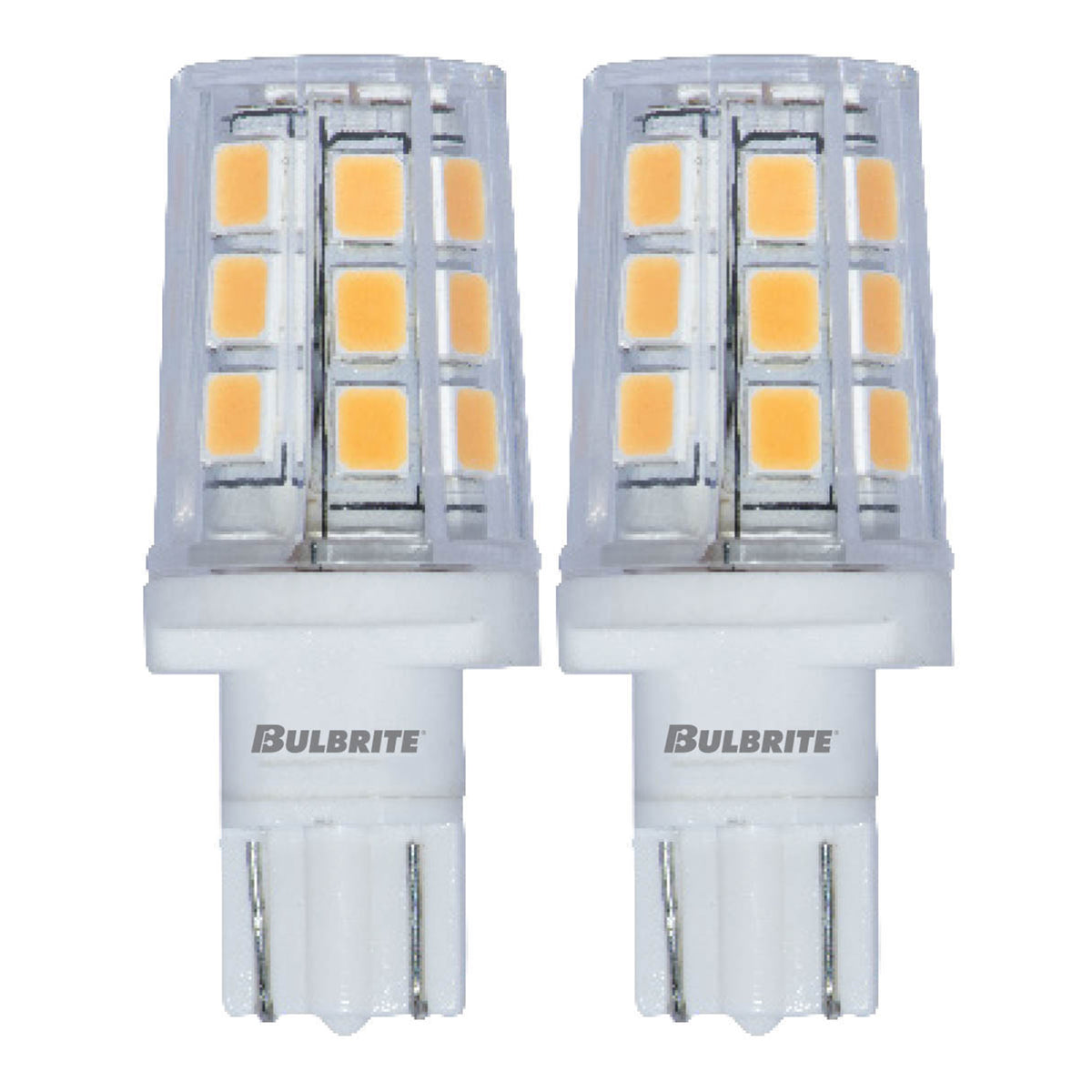Bulbrite LED Mini T3 Non-Dimmable Wedge Base Light Bulb 20 Watt Equivalent 3000K, Clear 2-Pack