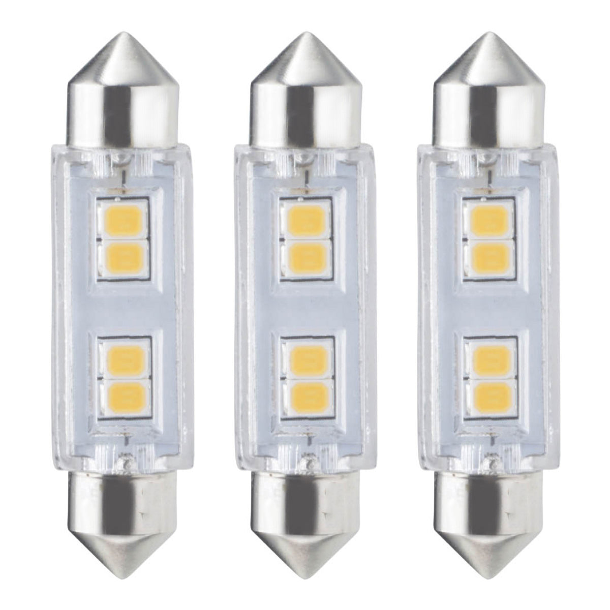 Bulbrite LED Mini T3 Non-Dimmable Festoon Base 24V Light Bulb 20 Watt Equivalent 3000K, Clear 3-Pack , Soft White