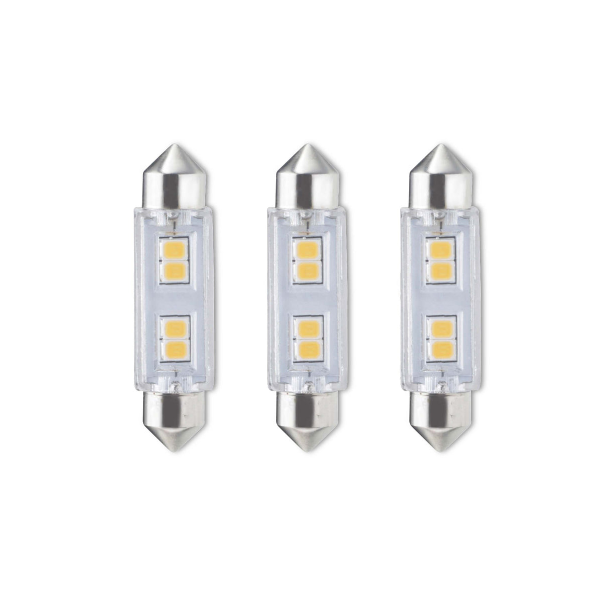 Bulbrite Pack of (3) LED Mini T3 Non-Dimmable Festoon Base 24V Light Bulb 20 Watt Equivalent 2700K, Warm White, Clear