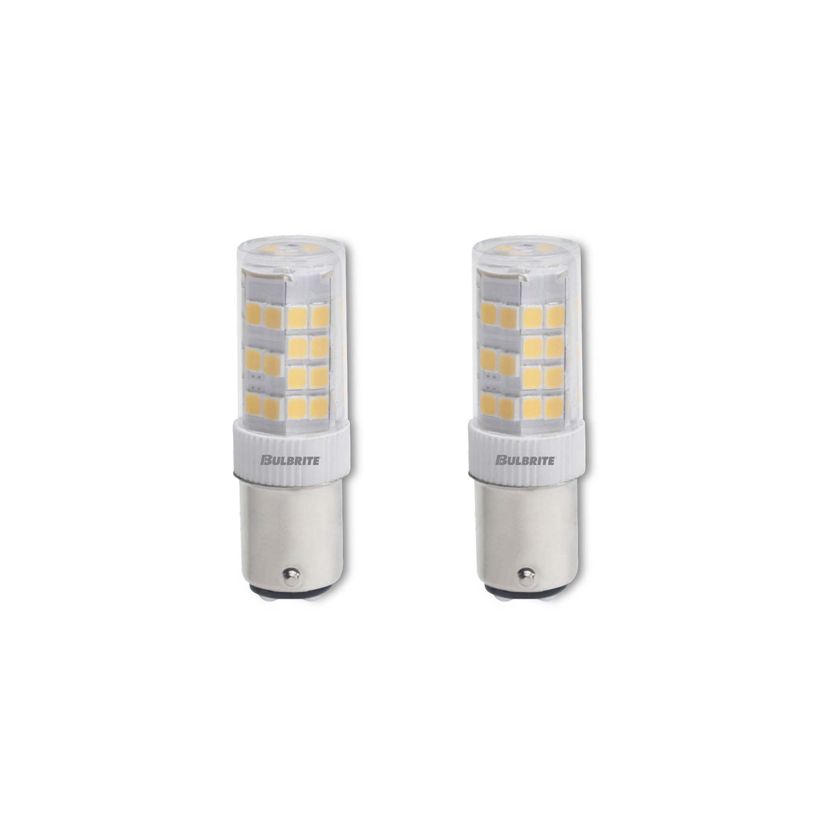 Bulbrite 4.5 Watt T5 Mini LED Light Bulb, Line Voltage Dimmable Double-Contact Bayonet Base (BA15D) Warm White Light Bulb (Pack of 2)