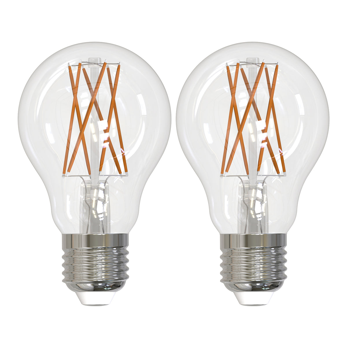 Bulbrite Pack of (2) 9 Watt Dimmable Clear Filament A19 Medium (E26) LED Light Bulb - 1100 Lumens, 3000K, and 90 CRI