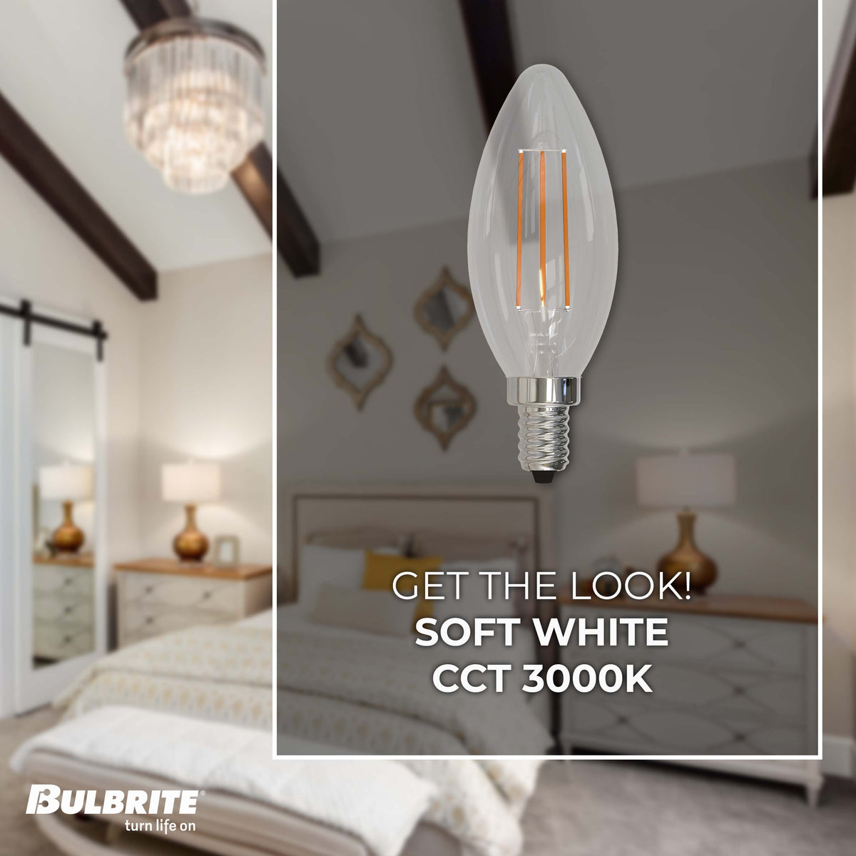 Bulbrite LED 5W Dimmable B11 Light Bulb with a Clear Finish and a Candelabra Screw E12 – 3000K Soft White Light 500 lumens, 3-Pack