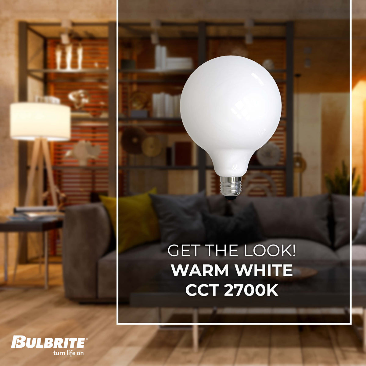Bulbrite LED 8.5W Dimmable G40 Light Bulb with a Milky Finish and a Medium Screw E26 – 2700K Warm White Light 800 lumens, 4-Pack