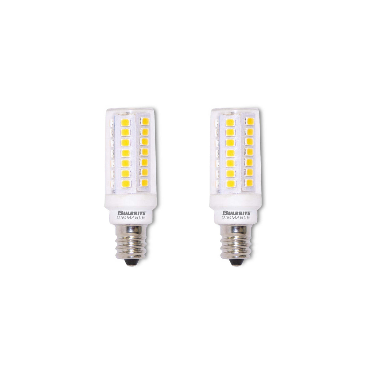 Bulbrite 861602, 5-Watt T6 LED Light Bulb, Dimmable (550 Lumen, 2700K Warm White, 25000hrs) E12 Base, 2-Pack