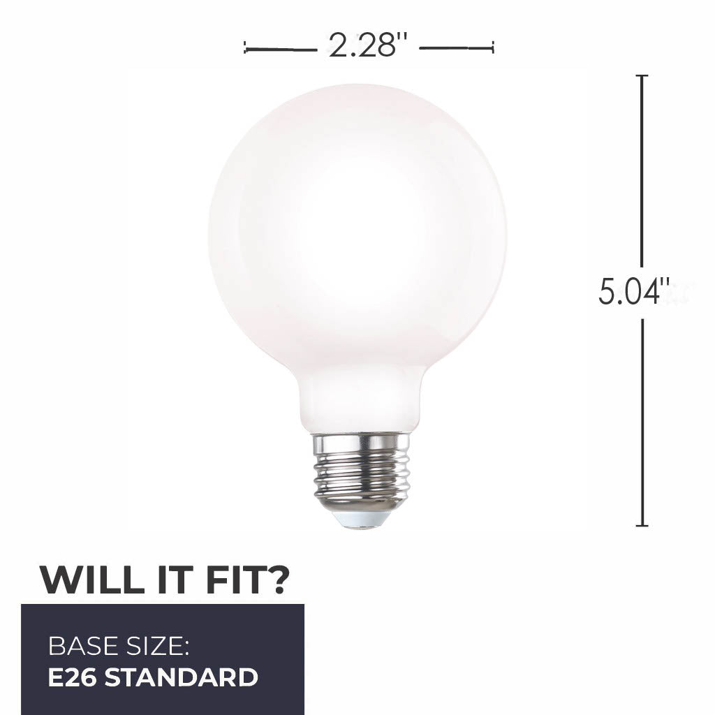 Bulbrite G25 Filament LED Light Bulb, 7W, 60W Equivalent, 2700K, E26 Base, Milky Finish, Dimmable, 8-Pack