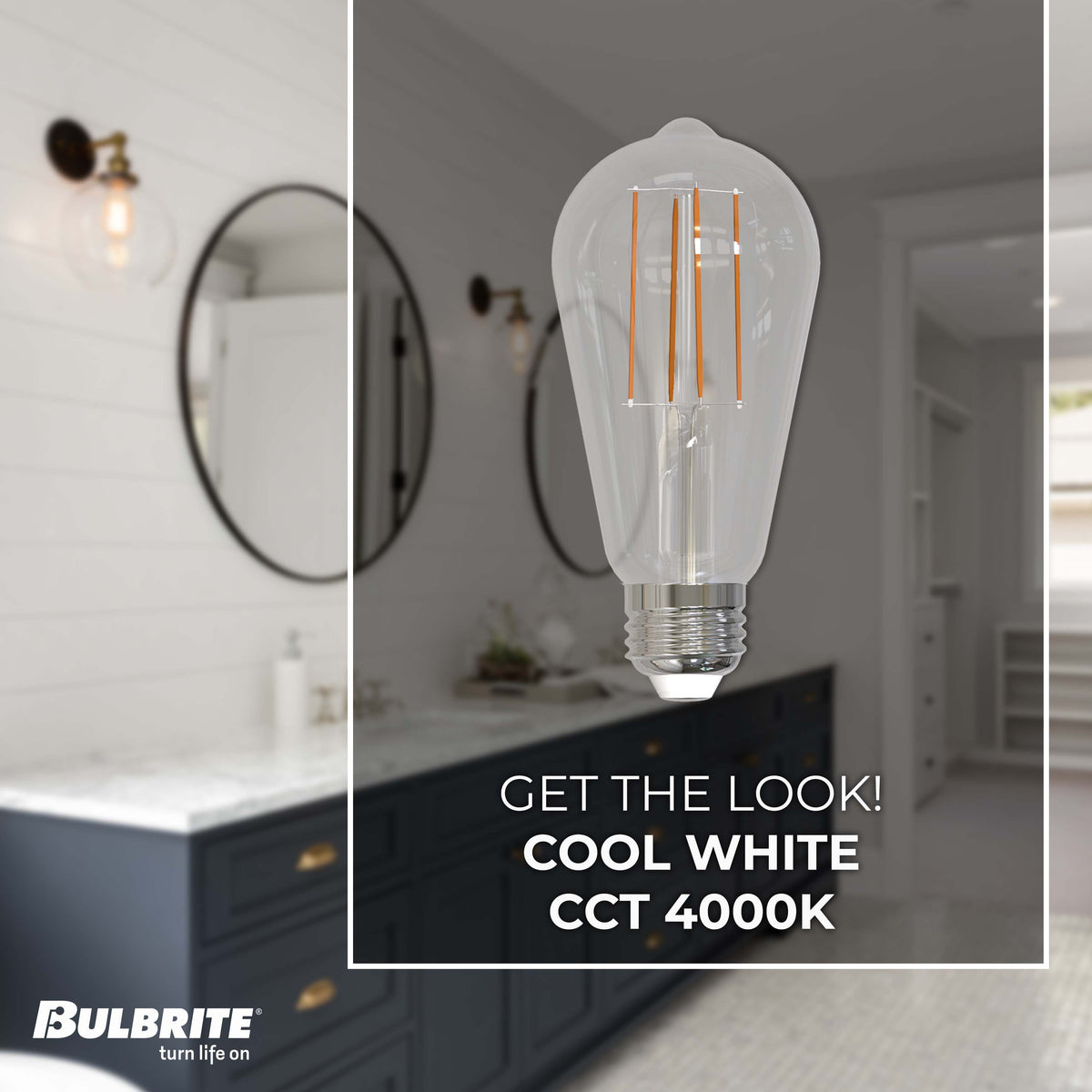 Bulbrite LED 7W Dimmable ST18 Light Bulb with a Clear Finish and a Medium Screw E26 – 4000K Cool White Light 800 lumens, 10-Pack
