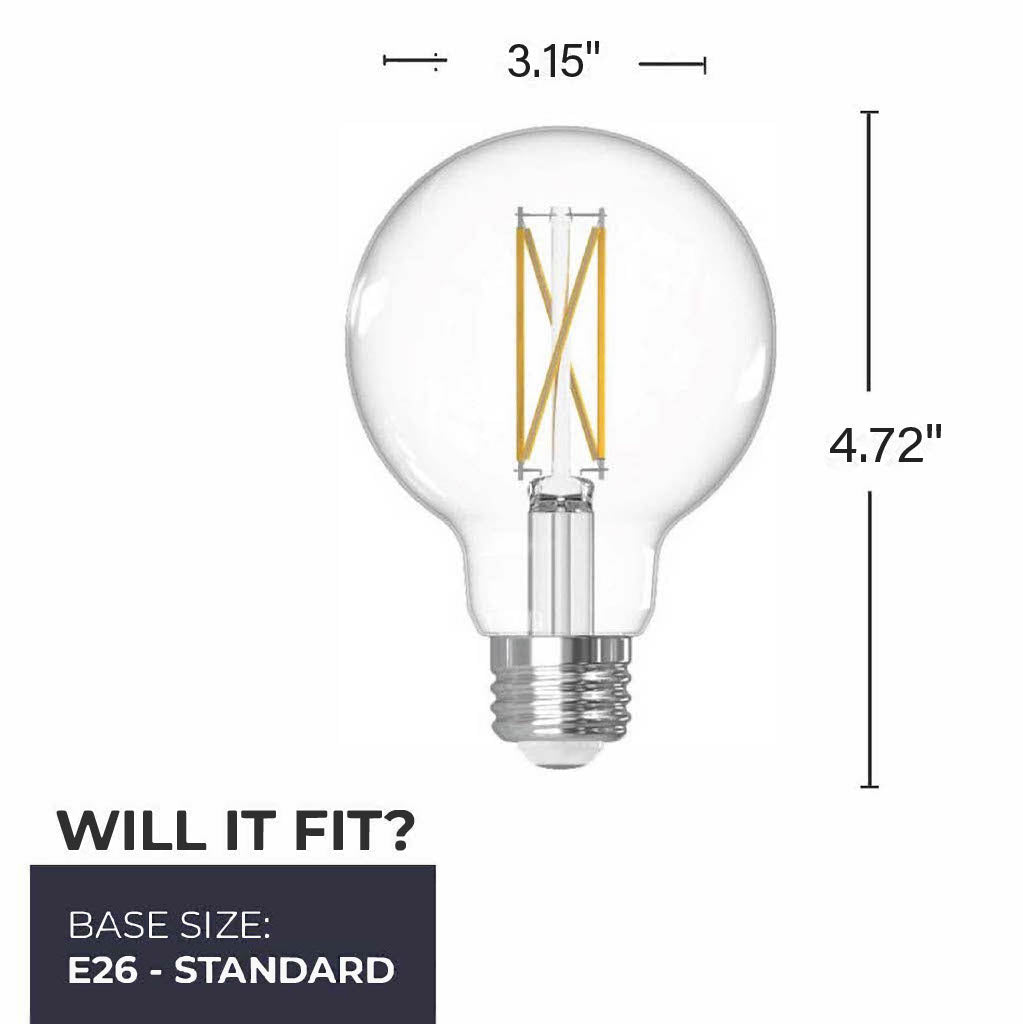 Bulbrite G25 Filament LED Light Bulb, 7W, 60W Equivalent, 4000K, E26 Base, Clear Finish, Dimmable, 8-Pack