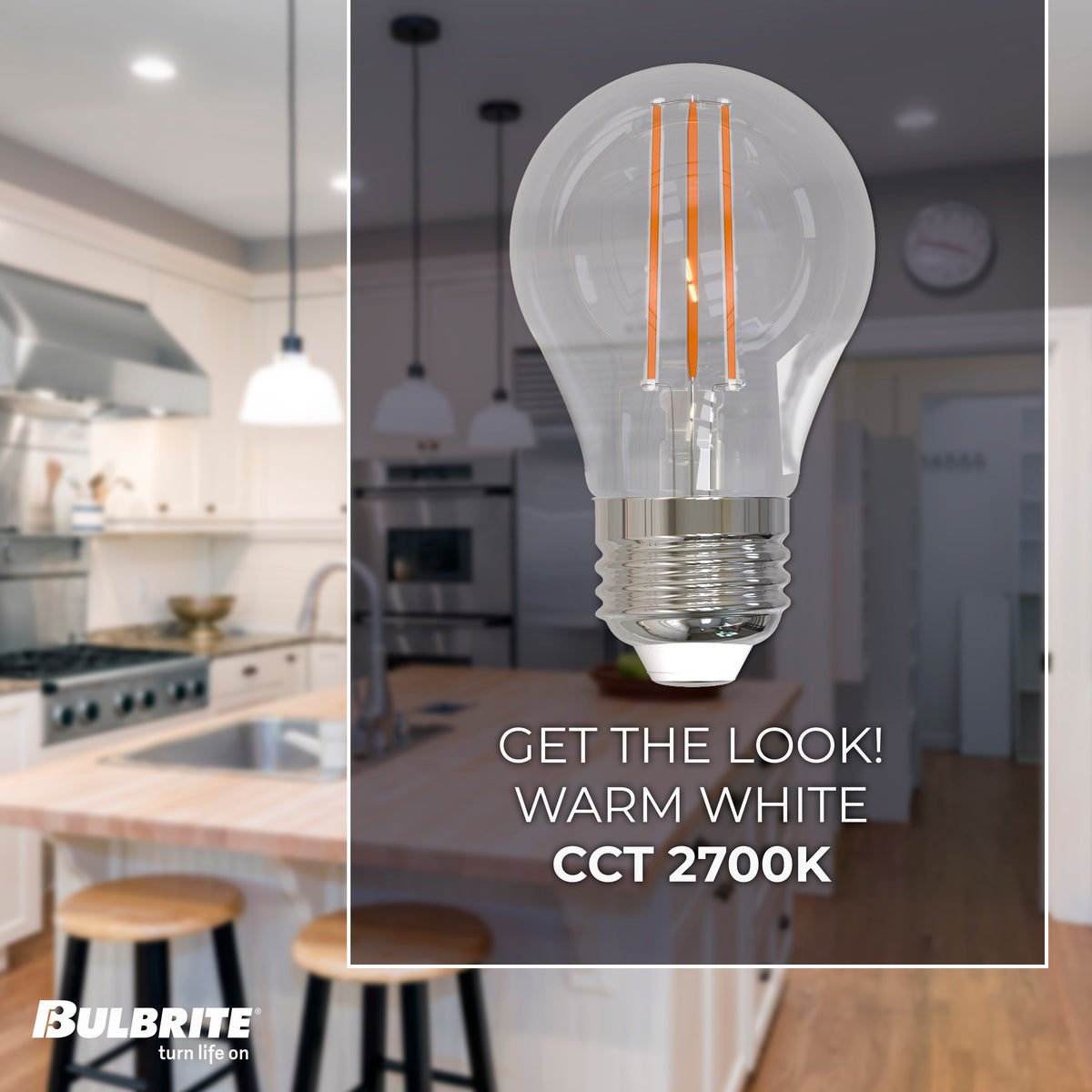 Bulbrite LED Filament 7W Dimmable A15 Light Bulb with Clear Glass Finish and E26 Medium Base – 2700K Warm White Light, 800 Lumens, 4-Pack, Clear Finish