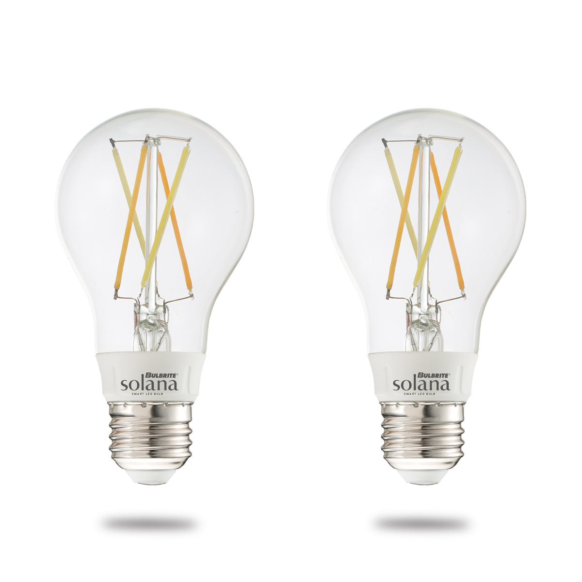 Bulbrite Solana 2-Pack A19 WiFi Connected Edison Filament LED Smart Light Bulb, Clear