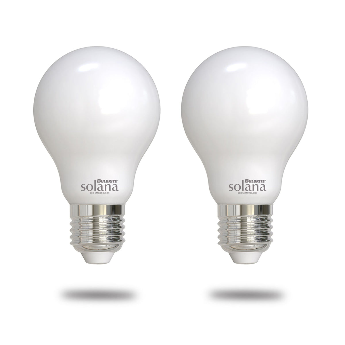 Bulbrite Solana 2-Pack 40 Watt Equivalent A19 Smart WiFi Connected 90CRI LED Light Bulb, Milky Finish
