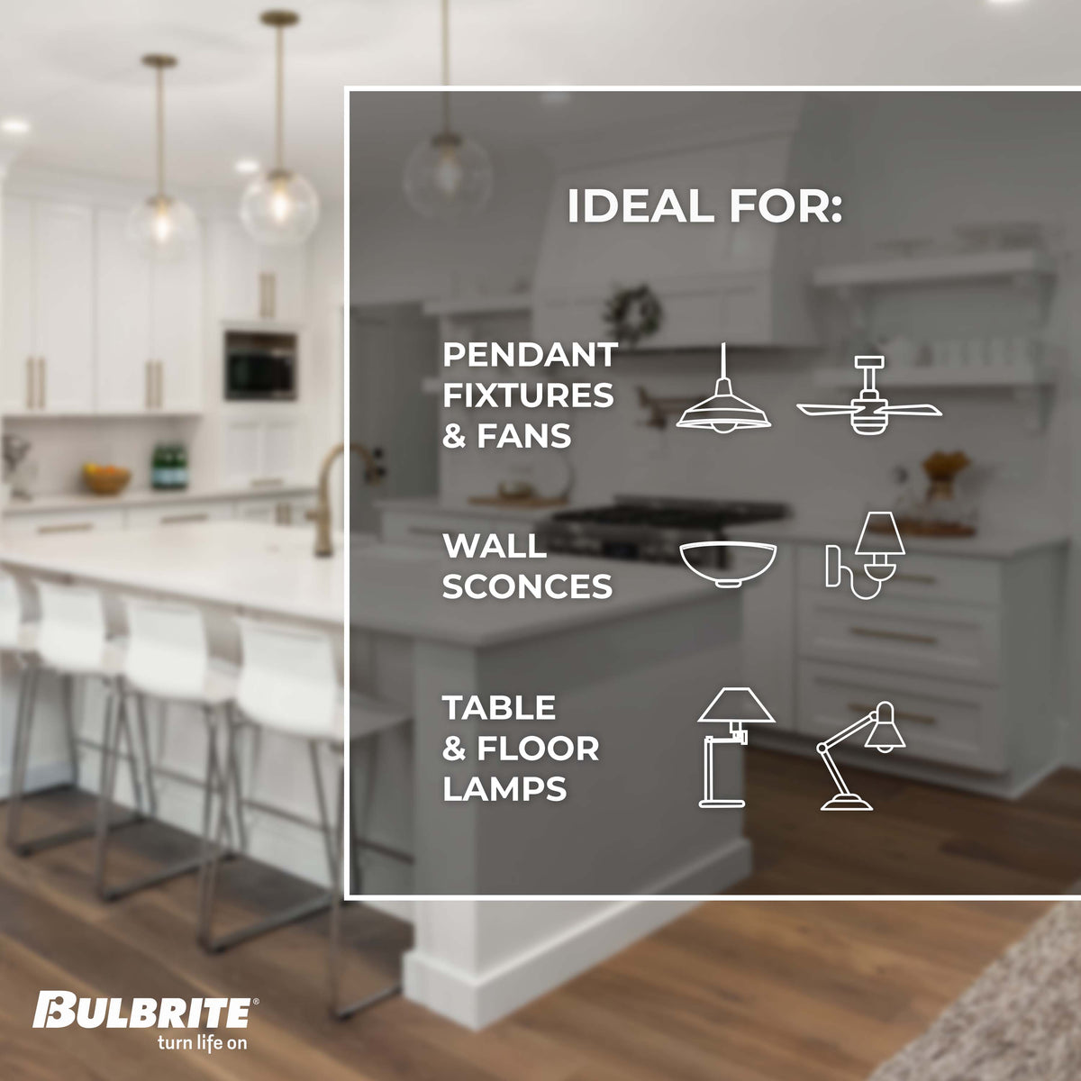 Bulbrite A19 LED Light Bulb, 9W, 60W Equivalent, 5000K, E26 Base, Frosted Finish, Dimmable, 8-Pack