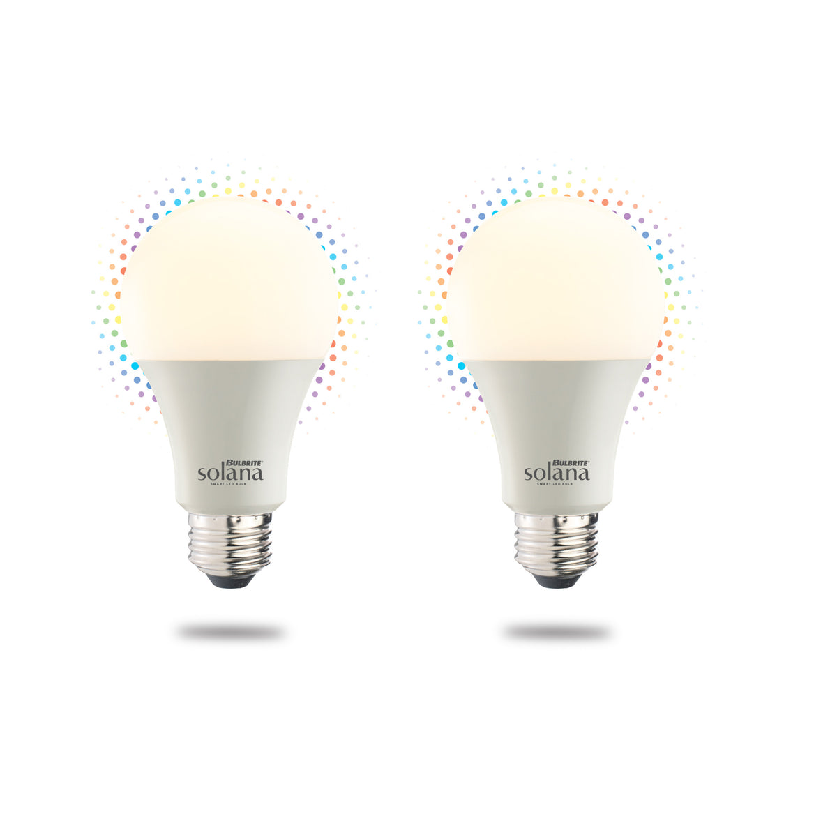 Bulbrite Solana Pack of (2) Smart WiFi Connected Tunable White and Color Changing A19 LED Light Bulbs with Medium (E26) Screw Base, 60 Watt Equivalent