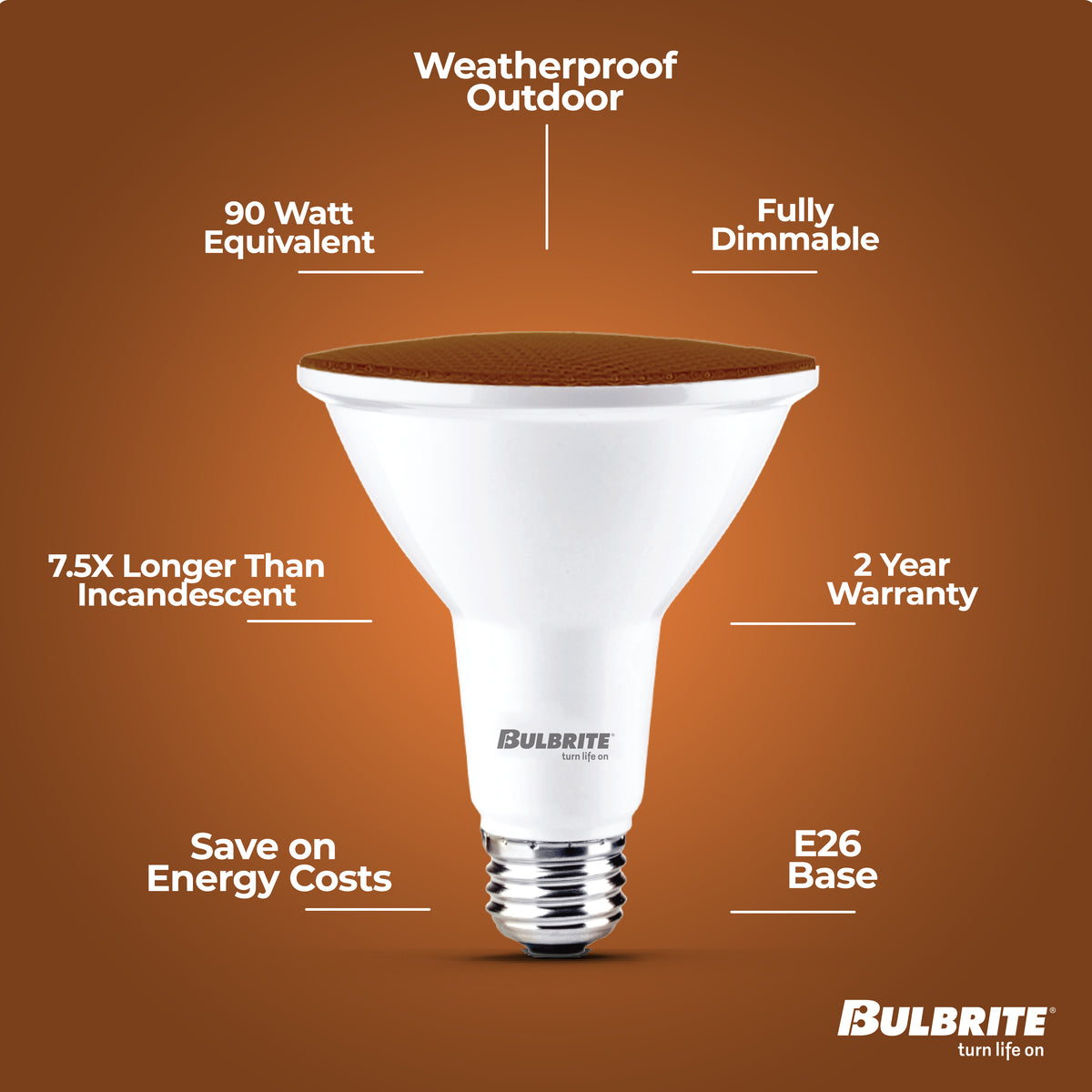 Bulbrite PAR38 LED Reflector Bulb, 15W, 90W Equivalent, E26 Base, Amber Finish, Dimmable, 2-Pack