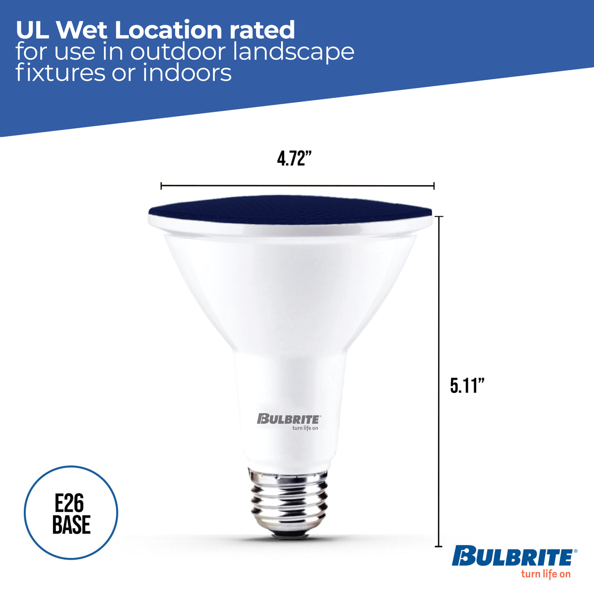 Bulbrite PAR38 LED Reflector Bulb, 15W, 90W Equivalent, E26 Base, Blue Finish, Dimmable, 2-Pack, 5.11-Inch Length