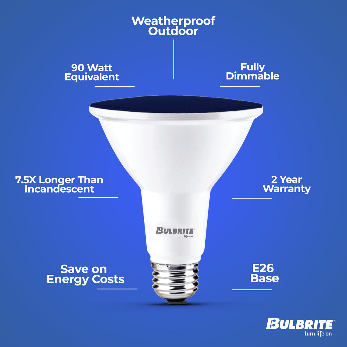 Bulbrite PAR38 LED Reflector Bulb, 15W, 90W Equivalent, E26 Base, Blue Finish, Dimmable, 2-Pack, 5.11-Inch Length