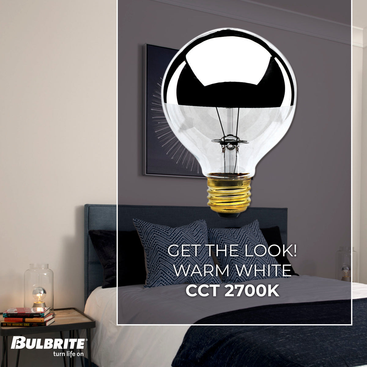 Bulbrite 40W Dimmable Half Chrome G25 Incandescent Light Bulbs with E26 Medium Base, 2700K Warm White Light, 6-Pack