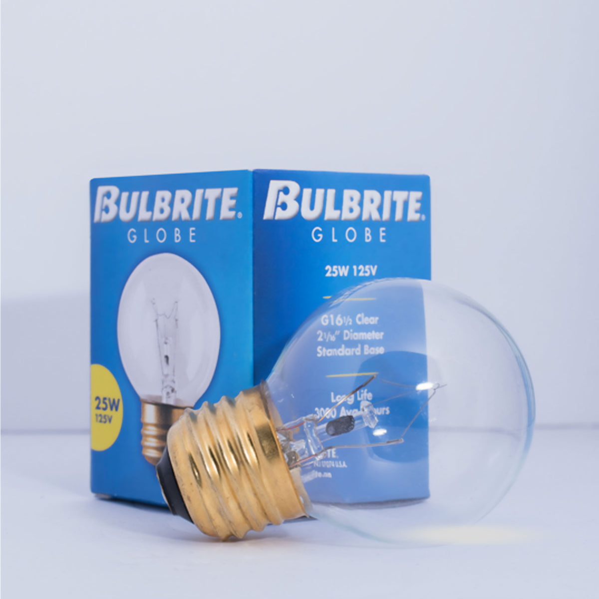 Bulbrite G16 Incandescent Light Bulb, 25W, 2700K, E26 Base, Clear Finish, Dimmable, 40-Pack