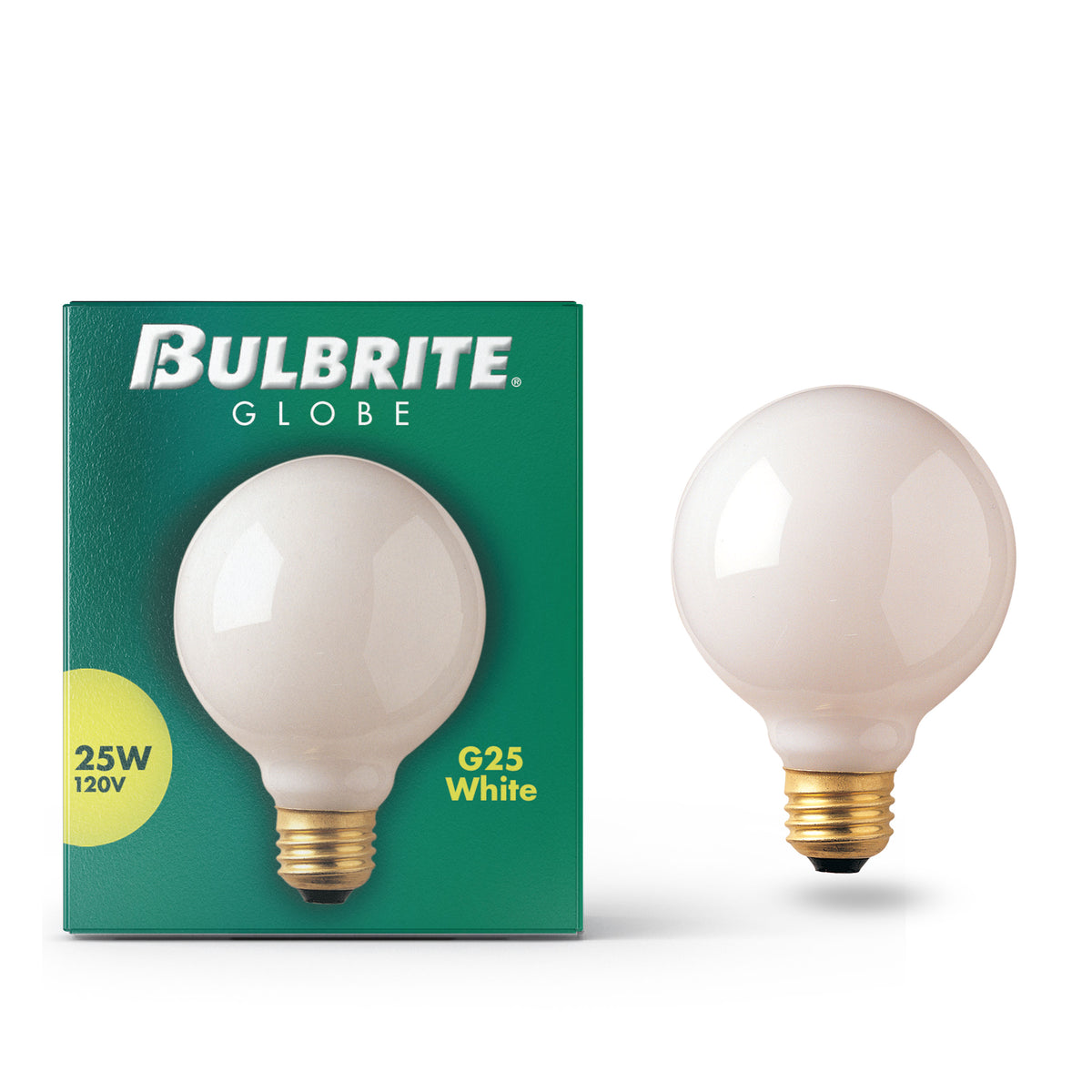 Bulbrite G25 Incandescent Light Bulb, 25W, 2700K, E26 Base, White Finish, Dimmable, 24-Pack, 130 Lumens