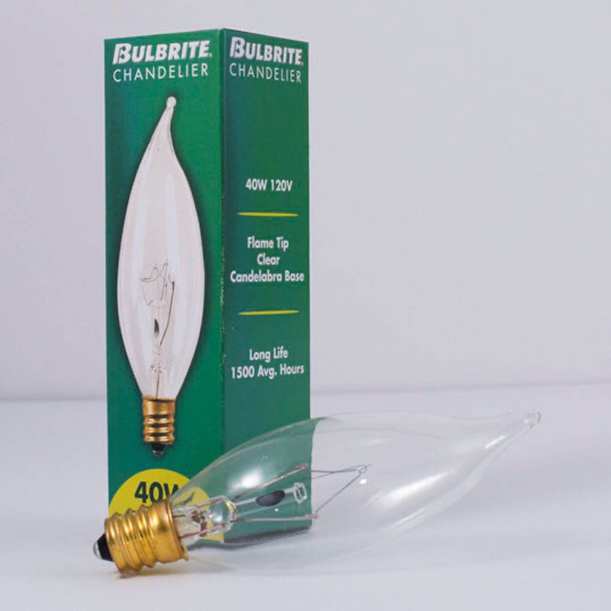 Bulbrite CA8 Incandescent Light Bulb, 40W, 2700K, E12 Base, Clear Finish, Dimmable, 50-Pack