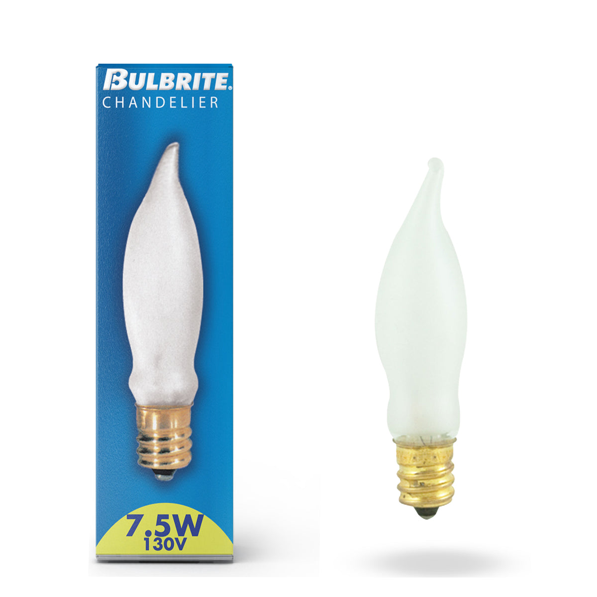 Bulbrite Incandescent CA5 Candelabra Screw Base (E12) Light Bulb, 7.5W, Clear, 50-Pack, 2700K
