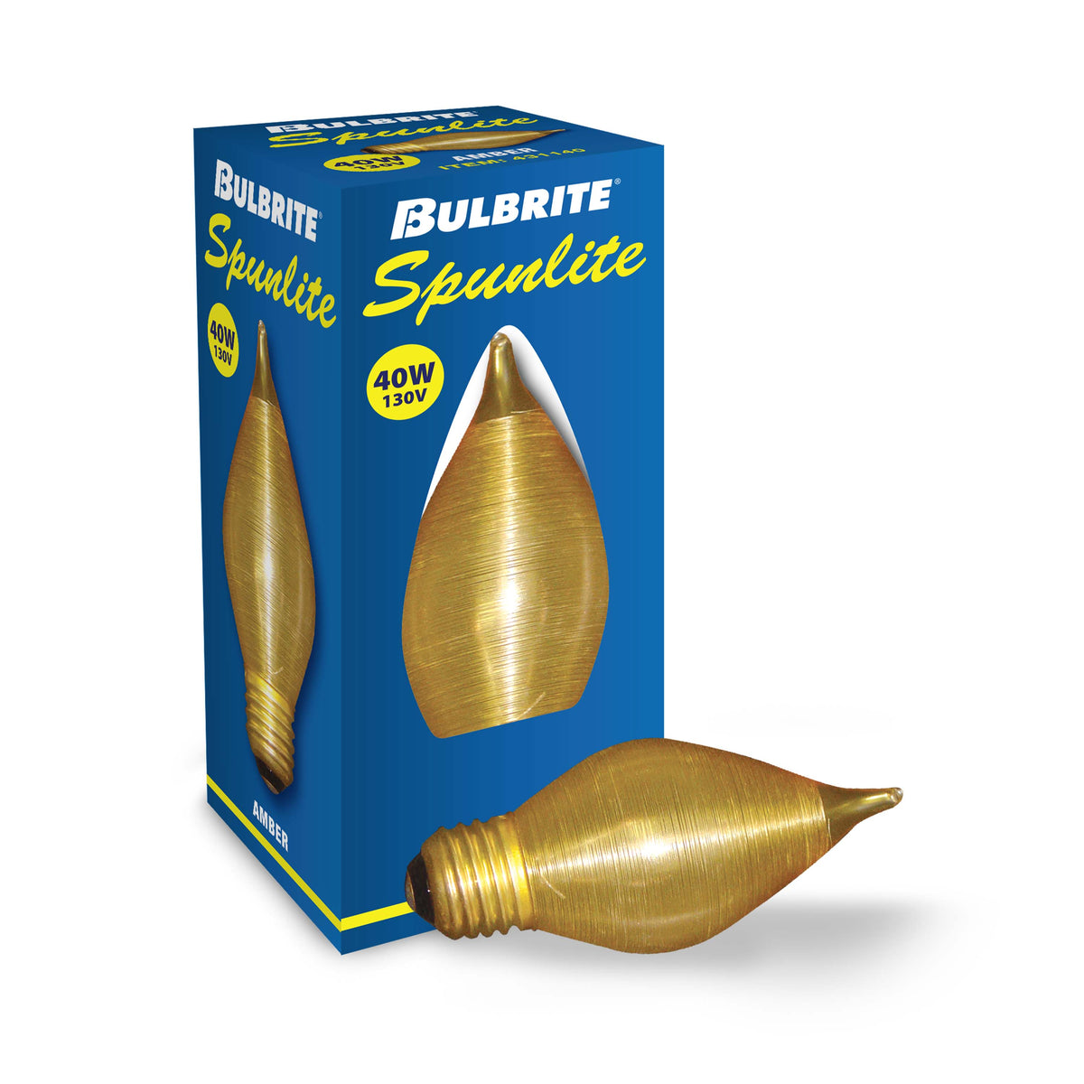 Bulbrite Spunlite 40W Dimmable C15 Light Bulbs with Amber Finish and E26 Medium Base, 25-Pack