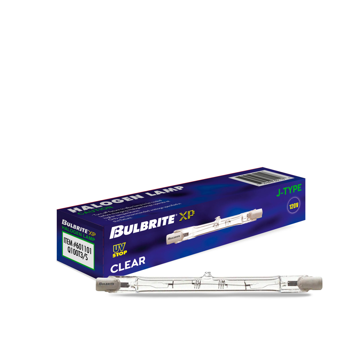 Bulbrite T3 Halogen Light Bulb, 100W, 2900K, RSC Base, Clear Finish, Dimmable, 10-Pack