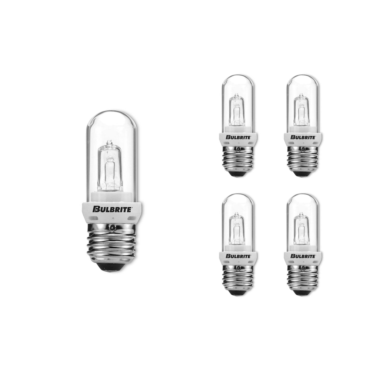 Bulbrite Halogen Pack of (5) 120-Volt Clear Double Envelope T8 Tubular Light Bulbs with Medium (E26)Screw Base, 75-Watt, 2900K (Soft White Light)